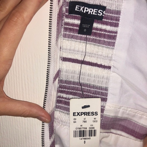 NEW EXPRESS WHITE AND PURPLE LINEN SUMMER DRESS - Picture 2 of 3